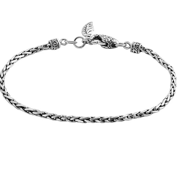 Sterling Silver Bali Legacy Padian Chain Bracelet with Leaf Charm 8.30 Grams - Picture 3 of 6